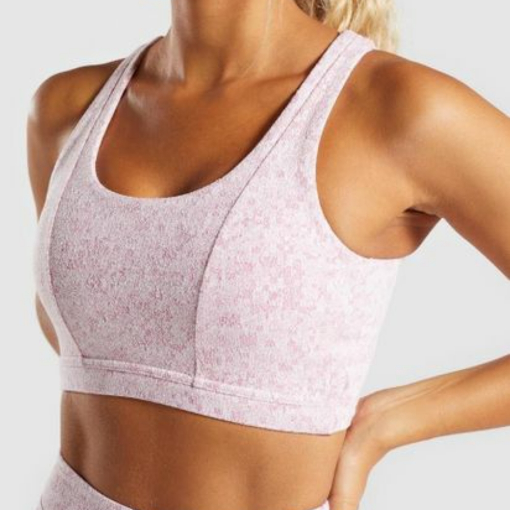 Gymshark Fleur Texture Sports Bra Moroccan Brick Marled Women's